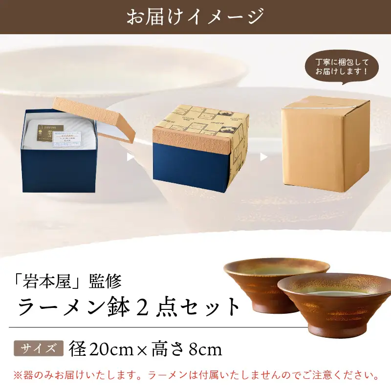 【越前焼】国成窯 ラーメン鉢（2点セット）福井の名店シリーズ「岩本屋」監修 【 どんぶり 陶器 食器  】 [e25-b001] 