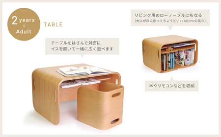コロコロチェア＆デスク（ナチュラル）専用デスクマット付き【川西市オリジナルデザイン】［No.195-01］