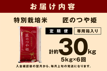 【令和7年産】【定期便】特別栽培米「匠のつや姫」 5kg×6回コース＜7月上旬より配送＞ 定期便 定期便 米 コメ 令和7年産 5キロ 島根 県産 新米 精米 玄米 お米 精米 白米 ごはん ご飯 新生活 準備 【058_1860】
