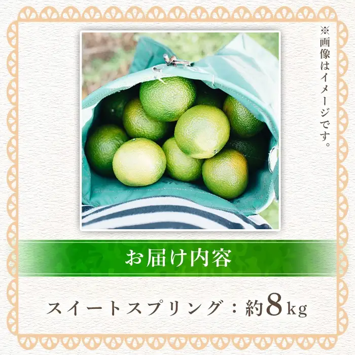 ＜先行予約受付中！2026年11月下旬以降順次発送予定＞数量限定！鹿児島県産スイートスプリング(約8kg) 柑橘 フルーツ 果物 国産 みかん 期間限定 ミカン スイスプ 【株式会社土曜日】akn069-04