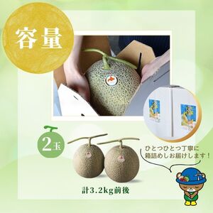 【2026年7月下旬から発送】とままえメロン 2玉 計3.2kg前後 大玉サイズ 北海道産 先行 予約 受付 赤肉 甘い 糖度14度 旬 産地直送 めろん フルーツ 果物 デザート 北海道 苫前町 とままえ rum09