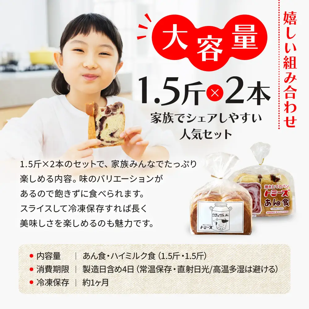 【トミーズ】あん食・ハイミルク食セット（1.5斤×２）