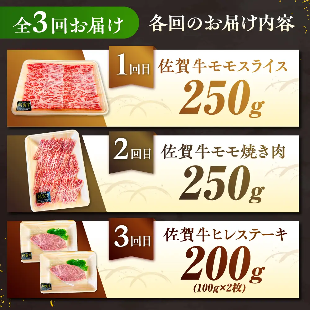 佐賀牛お一人様ご褒美定期便♪【全３回定期便/2ヵ月に1回 隔月お届け】ブランド牛 定期便しゃぶしゃぶ 定期便 すき焼き 定期便 焼肉 ＢＢＱ 定期便 バーベキュー 吉野ヶ里町[FCH008]