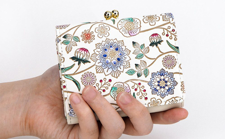 三つ折り財布 文庫屋大関 ダリア コバルトブルー 三つ折り財布【皮革工芸品】