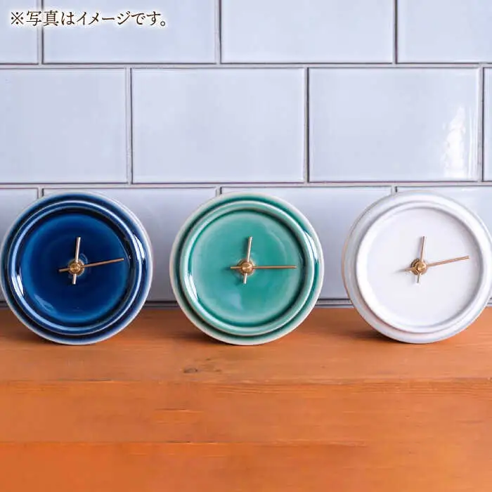 タイルと木のシンプルな手作り時計 TILE WOOD CLOCK 壁掛け・置き時計 『グレー』【杉浦製陶】 インテリア 雑貨 おしゃれ [TAO014]