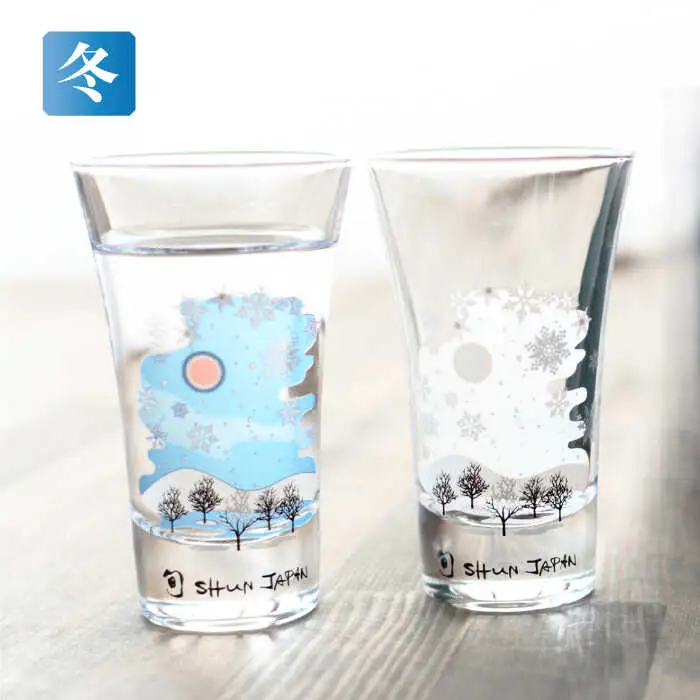 温度で変化する器 グラス天開4個セット 『冷感四季揃』【丸モ高木陶器】 コップ ビールグラス 食器  [TBA011]