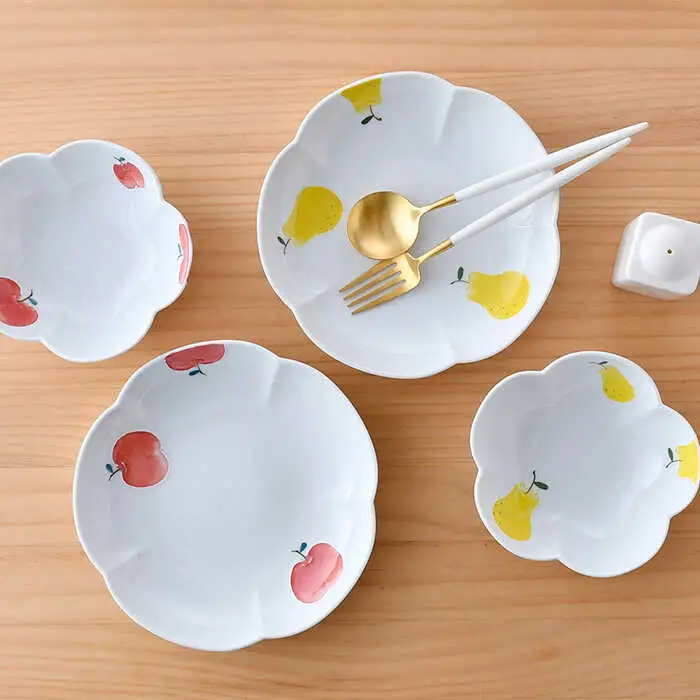 【波佐見焼】りんご・ラフランス フラワー ボウル プレート セット 食器 皿 【松幸陶芸】 [HB44] 波佐見焼