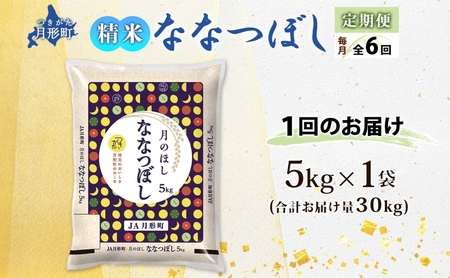 【令和8年産先行予約】北海道 定期便 6ヵ月連続6回 令和8年産 ななつぼし 5kg×1袋 特A 米 白米 ご飯 お米 ごはん 国産 ブランド米 おにぎり ふっくら 常温 お取り寄せ 産地直送 送料無料 月形 