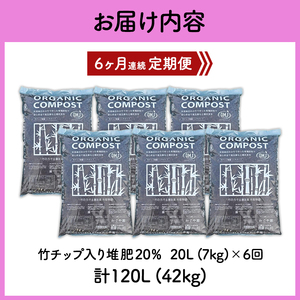 竹チップ入り堆肥20％（かぐや姫）20L（7kg）6ヶ月連続 雑貨 日用品 熟成 発酵 放線菌 乳酸菌 微生物 土壌 フカフカ 野菜 元気 美味しい 有機JAS 資材 栄養 