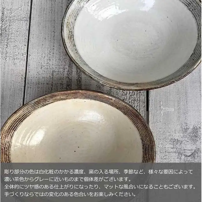信楽焼 ケーキ皿（横彫）２枚セット【古谷製陶所】