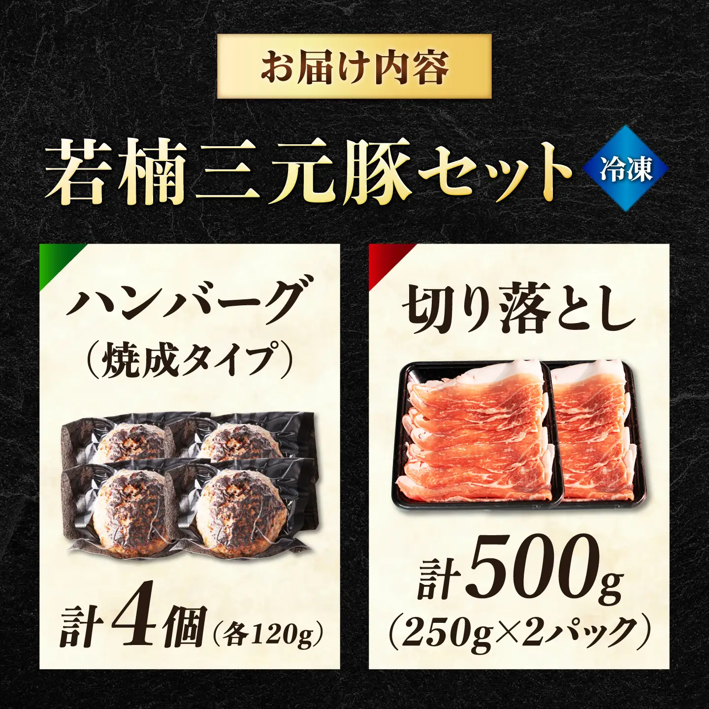 若楠三元豚 切り落とし&ハンバーグセット 980g [UBH010]