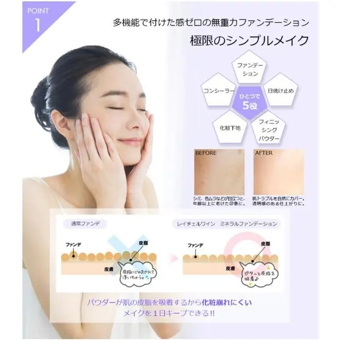 レイチェルワイン　ミネラルファンデーション　トライアルセット　標準的な中間色(オパール/メイプル)[F]