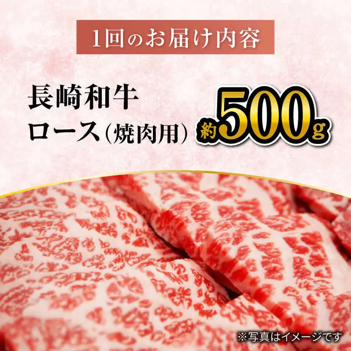 【 訳あり 】【3回定期便】 長崎和牛 ロース 焼肉用 約500g×3回 定期便 ＜大西海ファーム＞ [CEK144]