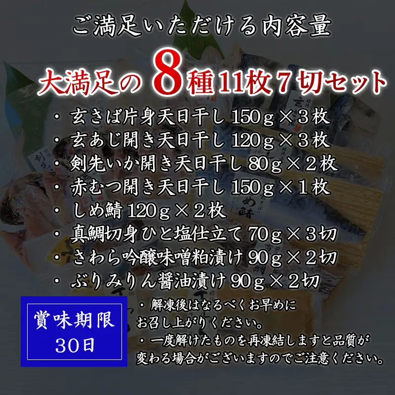 目利きが選んだごちそう旬魚 8種11枚7切 セット
