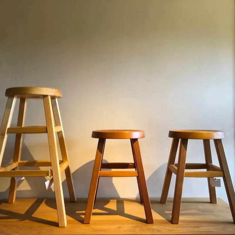 四方転びのハイスツール　/　丸椅子　キッチンスツール　カウンタースツール　伝統工法　無垢材【GOOD WOOD WORKS】_HA0717