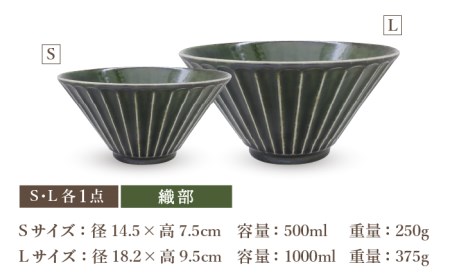 【美濃焼】[軽量食器] しのぎ反りどんぶり Sサイズ / Lサイズ ペア 4点セット 緑×黄【井澤コーポレーション】 器 どんぶり ラーメン うどん 丼 サラダボウル お茶漬け 鉢 小鉢 セット [TBP039]