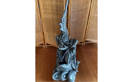 置物 瓦細工師手作り俱利伽羅龍いぶし粘土 置物
