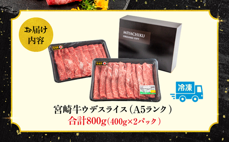 宮崎牛 A5ランク ウデスライス400g×2 牛肉 ウデ スライス