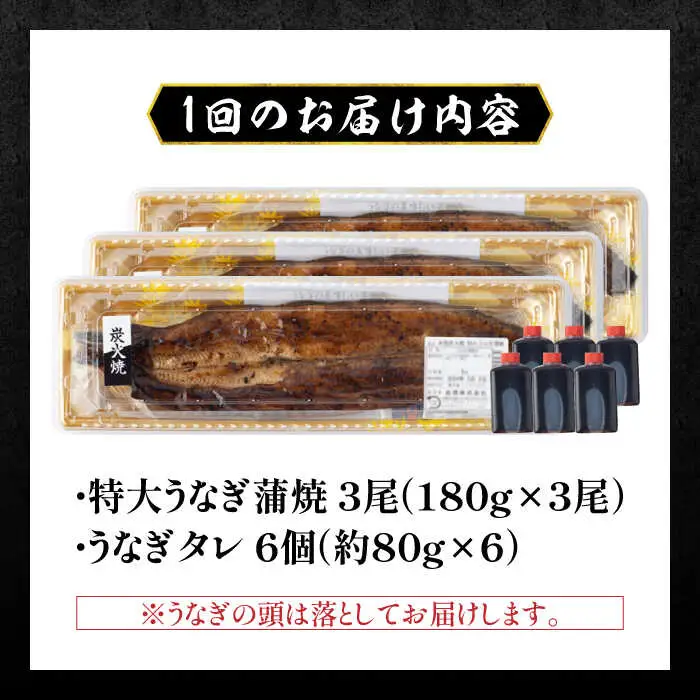 【3回定期便】国産 鰻 うなぎ蒲焼 特大3尾 /すみまる [UDH014] うなぎ