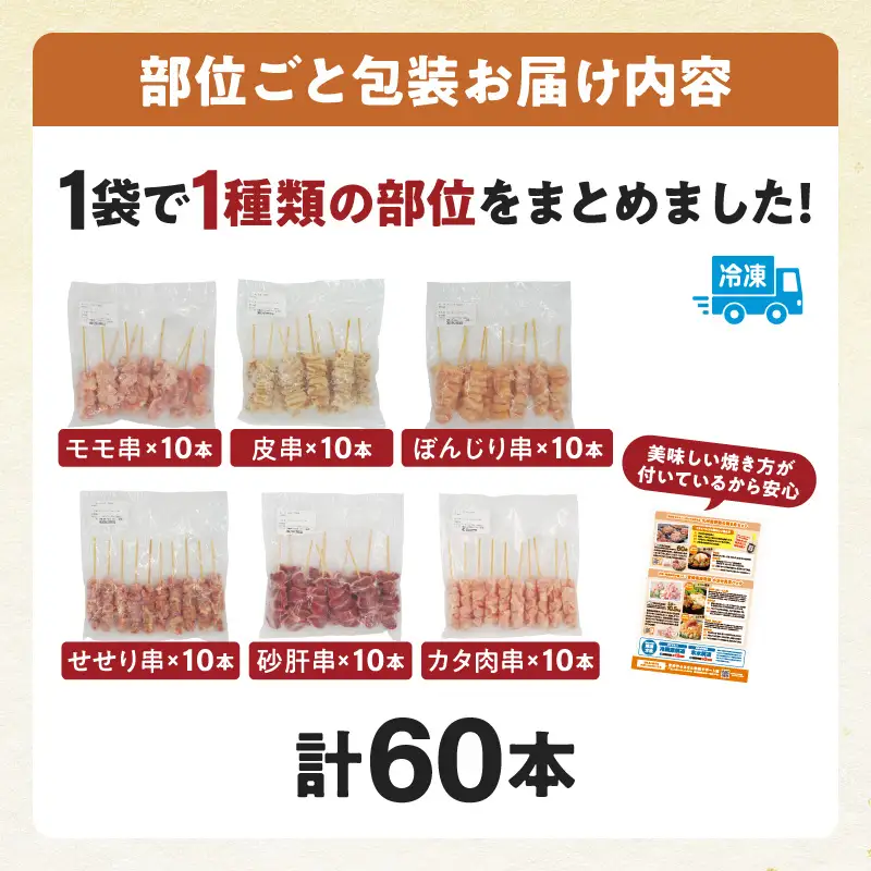  鶏肉 焼き鳥 鶏肉 [最速便 若鶏 焼き鳥セット 6種(60本) 盛り合わせ]