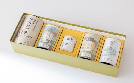 【柳桜園×京焼】最高級茶各種詰合せ×京焼茶器セット（叶松谷作   洋彩幾何文湯碗5客)