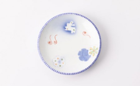 いげ皿 丸文地紋雪輪兎 15cm 2点 NAZ507 やきもの 食器