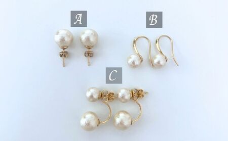 コットンパール「ホワイト」ロングネックレス(金具ゴールド)とピアス３点セット
