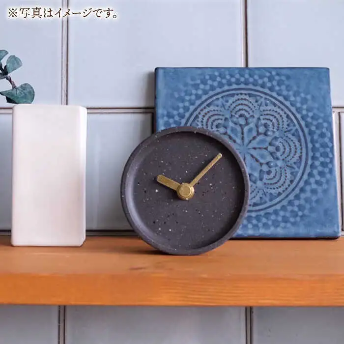 【美濃焼】タイルの手作り時計 Colon:antique すみ 置き時計 【杉浦製陶】[TAO028]
