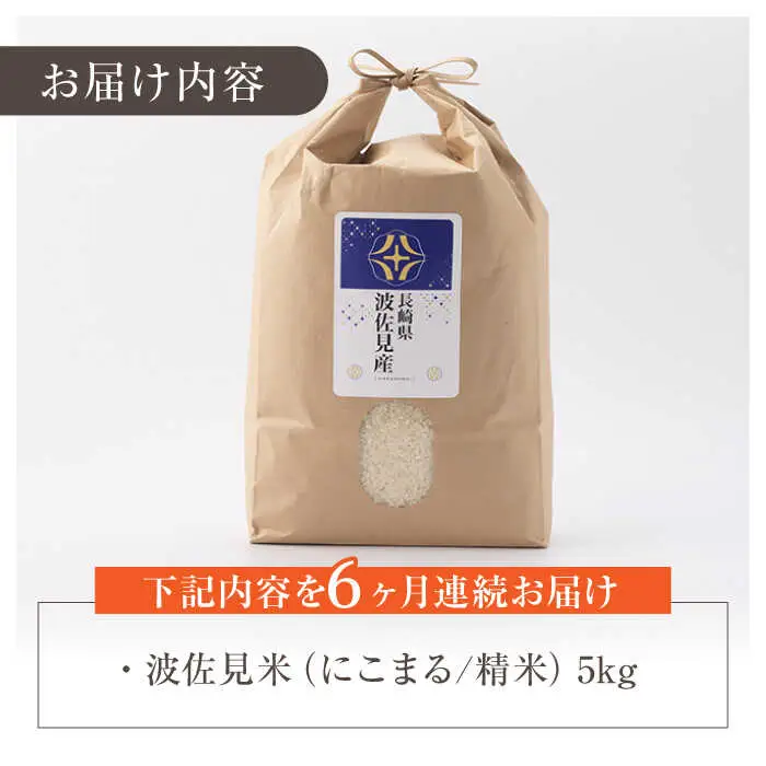 【令和7年度米】【全6回定期便】にこまる 白米 5kg×6回 計30kg  波佐見町産【冨永米穀店】 [ZF08]