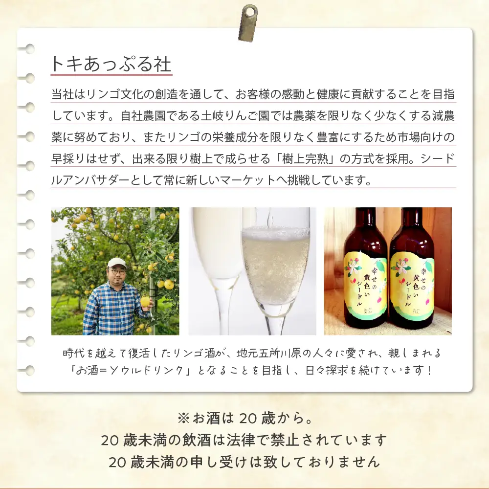シードル お酒 330ml×2本 幸せの黄色いシードル 青森 五所川原 【 りんご 酒 シードルセット 】