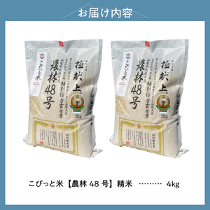 【先行予約】【令和8年度新米】こぴっと米【農林48号】4kg 1等特別栽培 100％ [h020]