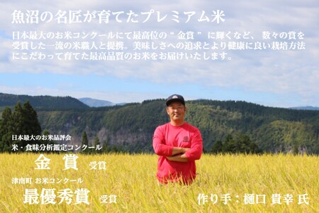 【令和8年産先行予約】 定期便 5kg ×12ヶ月 雪蔵貯蔵 無洗米 金賞受賞 魚沼産コシヒカリ 雪と技 農薬5割減・化学肥料5割減栽培 |津南町 魚沼