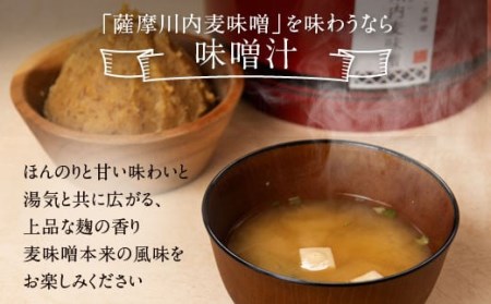 BS-001 薩摩川内 麦味噌 1㎏×4袋 計4kg(朱樽入) モンドセレクション受賞 こだわり 天然醸造 手作り 国産 味噌 麦味噌 みそ ミソ 味噌汁 味噌漬け 食べ物 グルメ 誕生日 記念日 ギフト プレゼント 贈物 贈り物 贈答 鹿児島 鹿児島県 送料無料