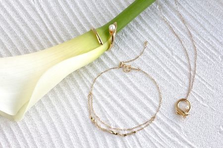 パールネックレス レディース ジュエリー 【Calla K10 ダイヤモンド】