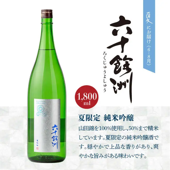 【全4回定期便】六十餘洲 季節の 日本酒 定期便 純米吟醸 ひやおろし 純米 生原酒（各1,800ml） 【今里酒店】[SA36] 