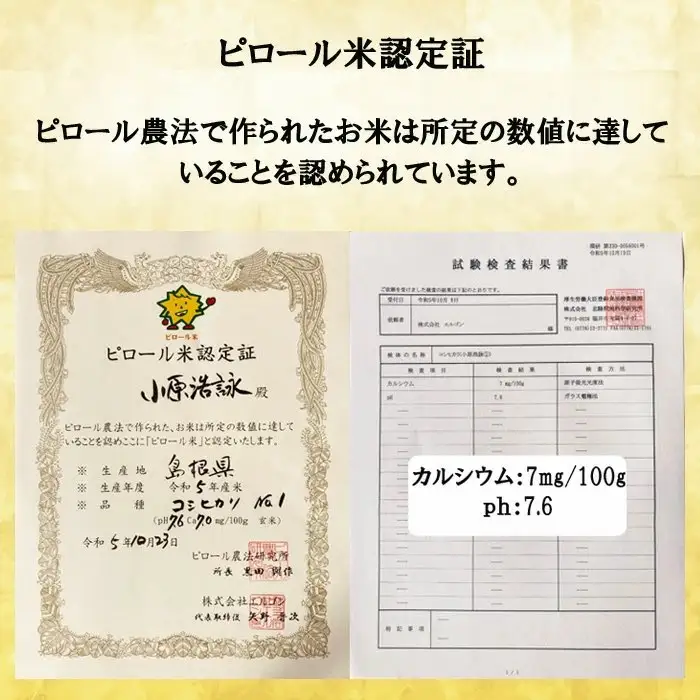 【定期便】人生100年米（ピロール米） 2kg×6ヵ月 ［令和7年産］   ／ピロール米 コシヒカリ 化学肥料不使用 農薬不使用 美味しい お米 島根県産 ミネラル ビタミン 栄養豊富 健康 ごはん 定期便 島根県 安来市【価格変更】【78-TB-05】