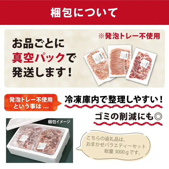 数量限定！ 国産 豚肉 こま切れ 3kg（300g×10）｜ 小分け 真空パック 「ありすぽーく」
