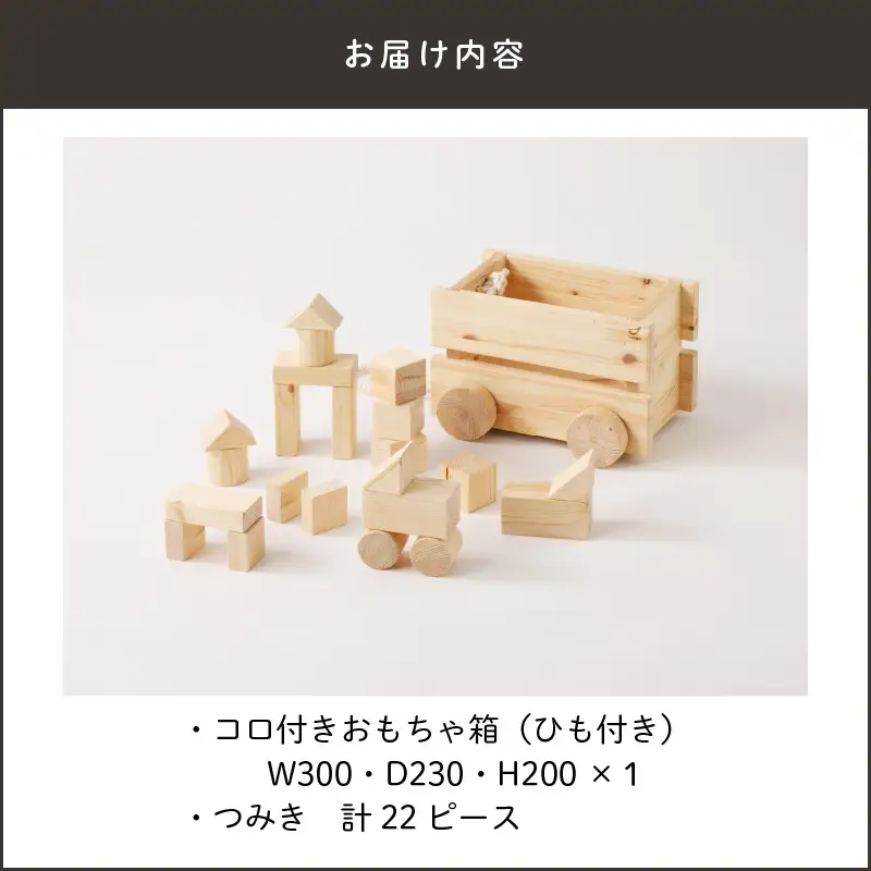 コロ付きおもちゃ箱＆つみきセット K180-001