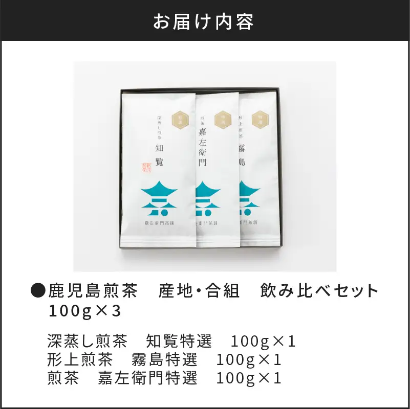 鹿児島煎茶 産地・合組 飲み比べ セット 100g×3袋 K112-001