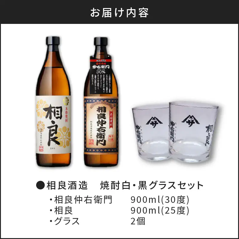 【相良酒造】焼酎 白・黒 グラス セット K004-003