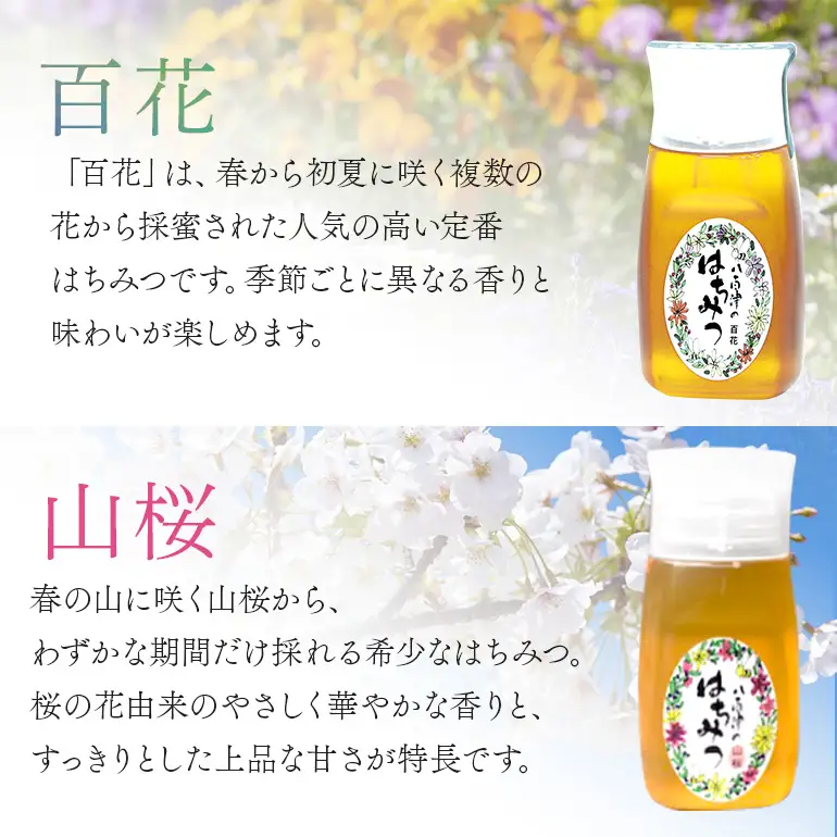 はちみつ 百花 山桜 300g 各1本 天然 非加熱 純粋 生 はちみつ 蜂蜜 山桜 食べ比べ