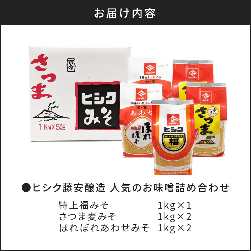 【5営業日以内に発送】ヒシク 藤安醸造 人気のお味噌詰め合わせ K026-003 調味料 スピード配送 最短 すぐ届く お急ぎ