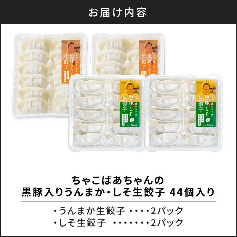 ちゃこばあちゃんの黒豚入りうんまか・しそ生餃子 計44個入り K027-004 肉 豚肉 惣菜 総菜 冷凍