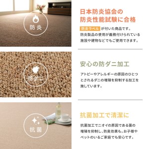 天然ウール100%の 防炎 カーペット 1枚 6帖 グレー 約261×352cm 600023860 [3534]