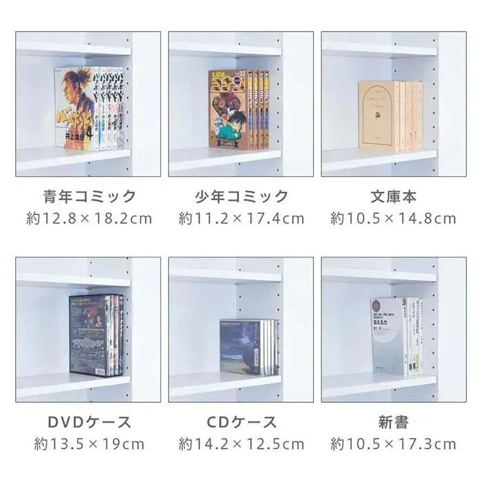 薄型文庫書棚 幅60cm ホワイト AKU100944901