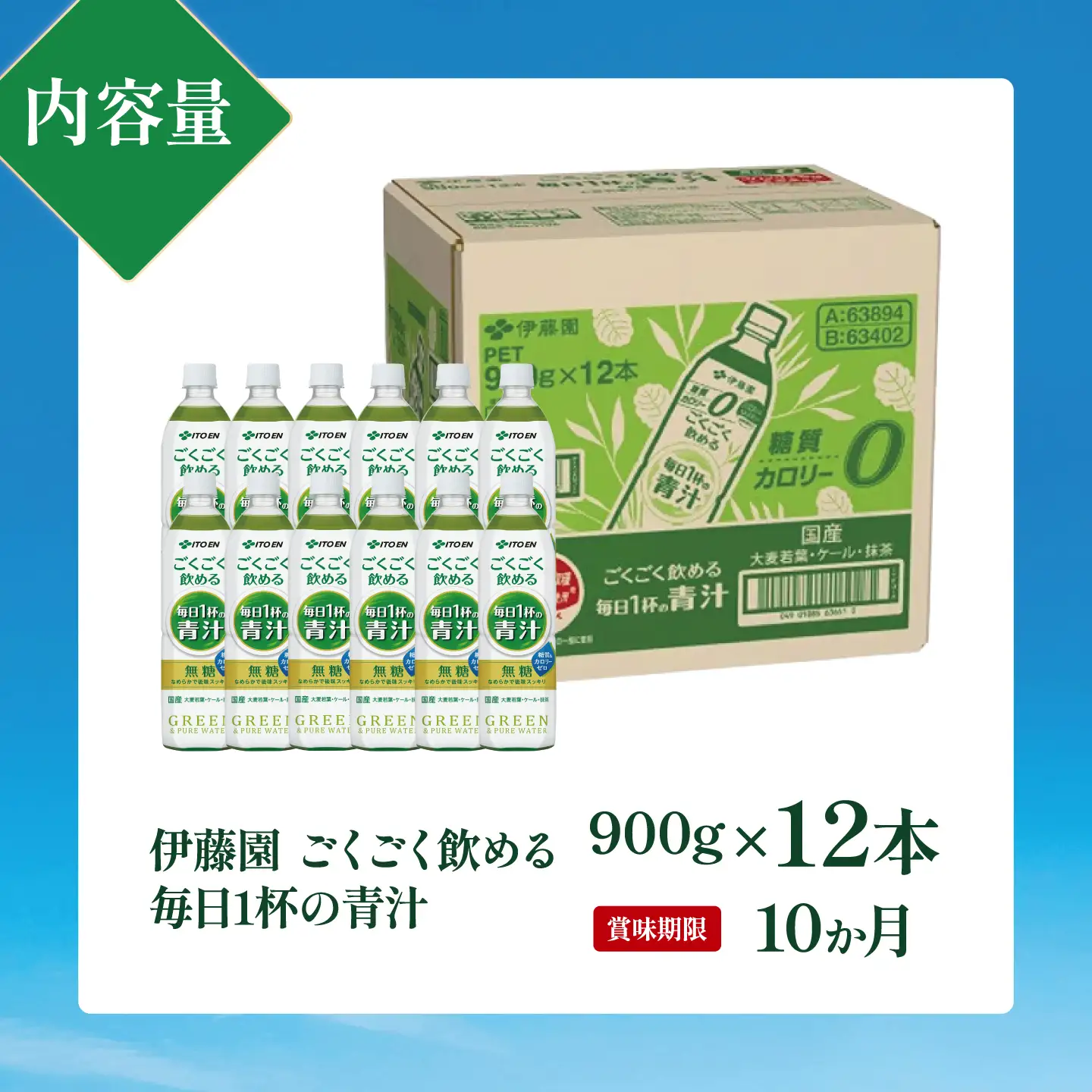 伊藤園 ごくごく飲める毎日1杯の青汁 900g 12本 | 青