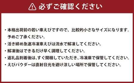 ＜ R8年熊本地震復興支援 ＞えび空間 (活き締め急速冷凍車えび、えびパウダーのセット) エビ 海老 車えび 300g 約20尾