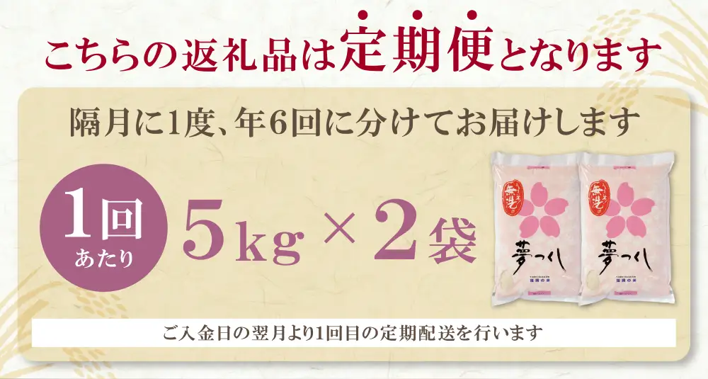 Z17-83 無洗米 福岡県産・夢つくし10kg定期便(隔月・年6回)