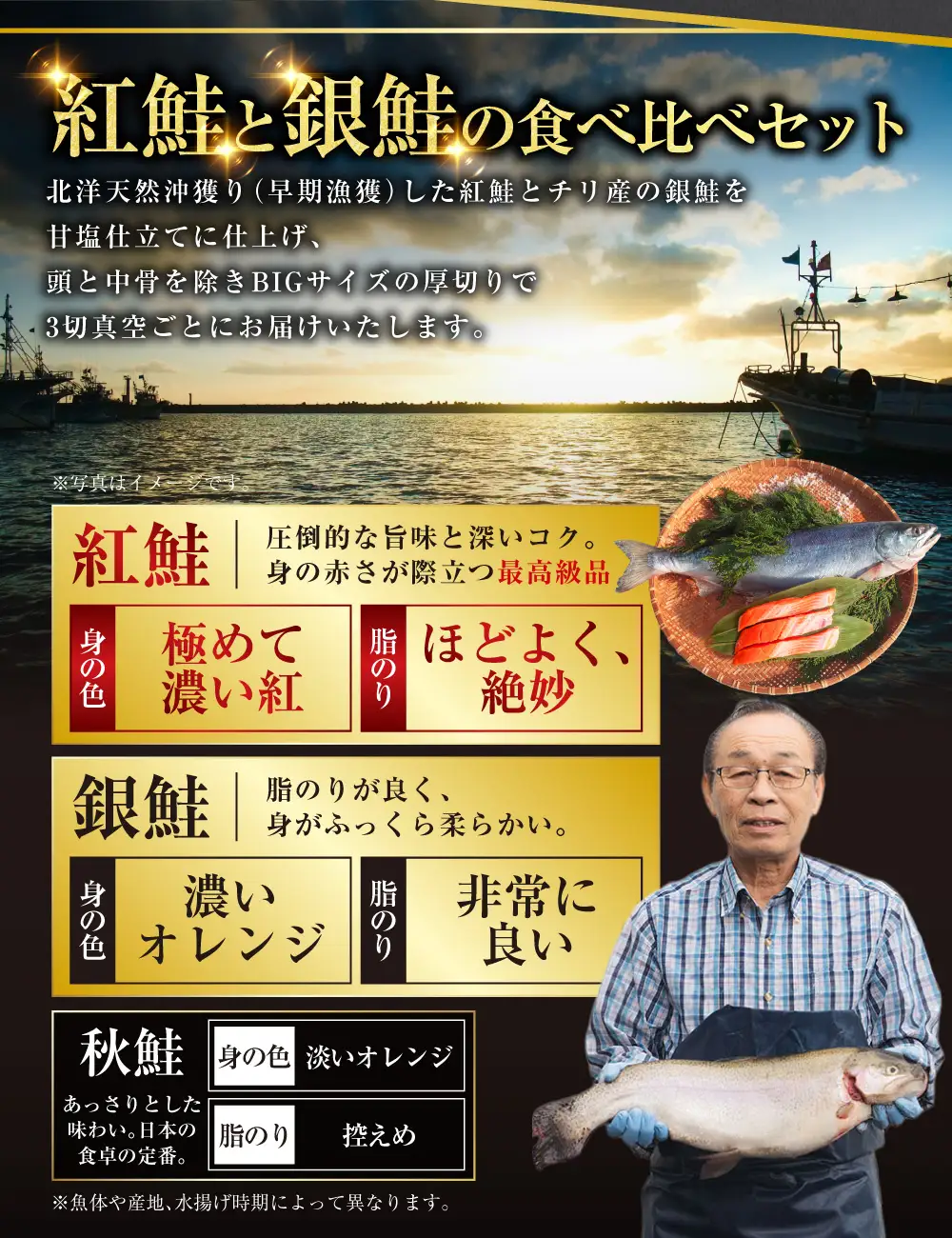 小分け 真空保存 紅鮭 銀鮭 食べ比べ 計36切れ 紅鮭 × 3切れ ×6パック 銀鮭 × 3切れ×6パック しゃけ シャケ さけ サケ お弁当 おかず 魚 海鮮 F4F-2212