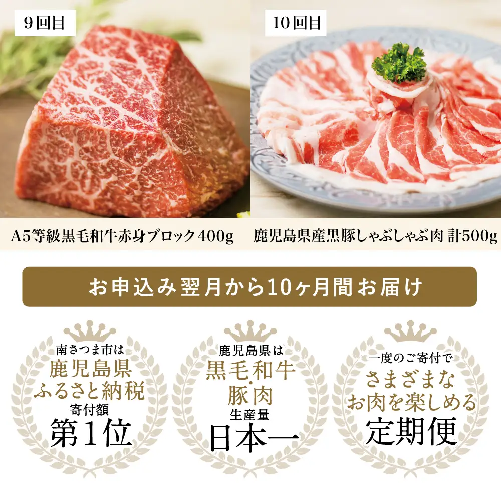 【定期便】畜産王国・南さつま市のオールスター厳選お肉 定期便（10回） 牛肉 豚肉 すき焼き しゃぶしゃぶ 赤身 焼肉 味噌漬け 冷凍 定期便 鹿児島 南さつま市